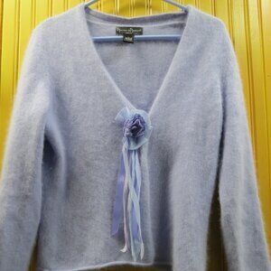 Soft Cardigan Women 70% Angora MERCER & MADISON Lavender Blue